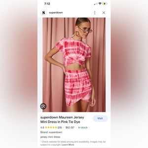 Pink tie dye tshirt dress from Superdown.